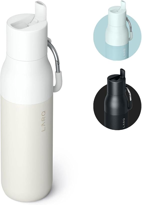 LARQ Flip Top Insulated Stainless Steel Reusable Water Bottle with Straw