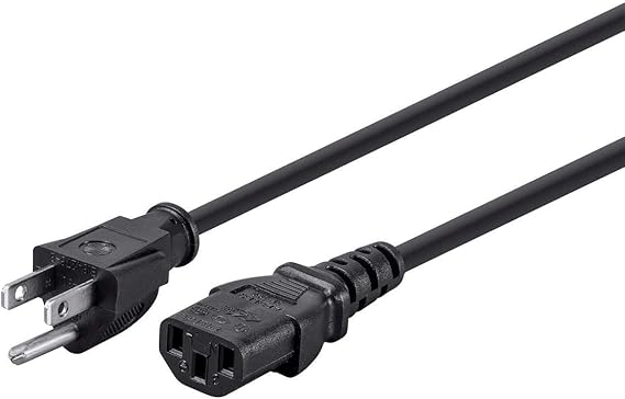 Monoprice 10ft 16AWG Power Cord Cable w/ 3 Conductor PC Power Connector Socket (C13/5-15P) - Black