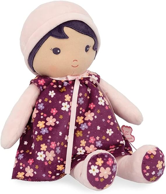 Kaloo Tendresse - My First Fabric Doll Violette 15.7 Tall - Black Hair and Floral Dress - Washable - Ages 0+ K200003