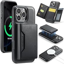 Compatible with Iphone16 Pro Max,The 2 in 1 Detachable Fold Leather Wallet Phone Cases, Support Mag-Safe Magnetic Wireless Charging (Black)