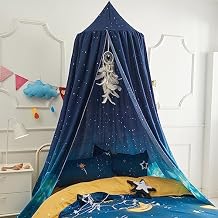 Bed Canopy for Kids, Printed Hanging Canopy for Baby Brib Kids Bed Room Decor Reading Nook Indoor Outdoor Playing Castle (Blue Starry Sky)
