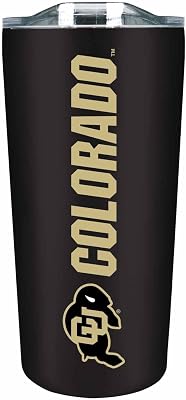 Campus Colors NCAA Stainless Steel Tumbler perfect for Gameday - 18 oz - Double Walled - Keeps Drinks Perfectly Insulated Colorado Buffaloes - Black