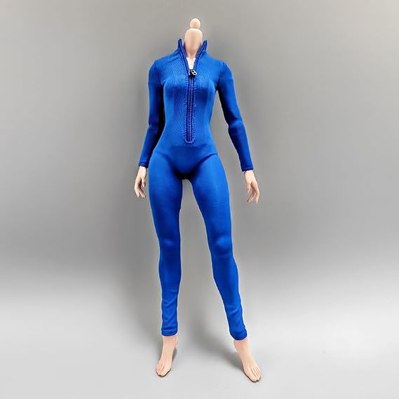 Fremego 1/6 Scale Female Stretch Bodysuit Clothes for 12inch Action Figure | 1:6 Scale Female Figure Clothes,Tight Zipper Jumpsuit Doll Clothing Accessory for 12inch PH TBL JO Seamless Action Figure