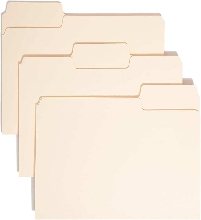 Smead SuperTab Heavyweight File Folder, Oversized 1/3-Cut Tab, Letter Size, Manila, 50 Per Box (10401)