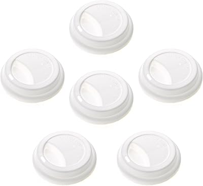 Aspire 6 PCS Silicone Drinking Lid, Reusable Coffee Cup CoversLids Fits Cup Rim 3.46-3.62 Inches  8.8-9.2cm, Microwave & Dishwasher Safe - White