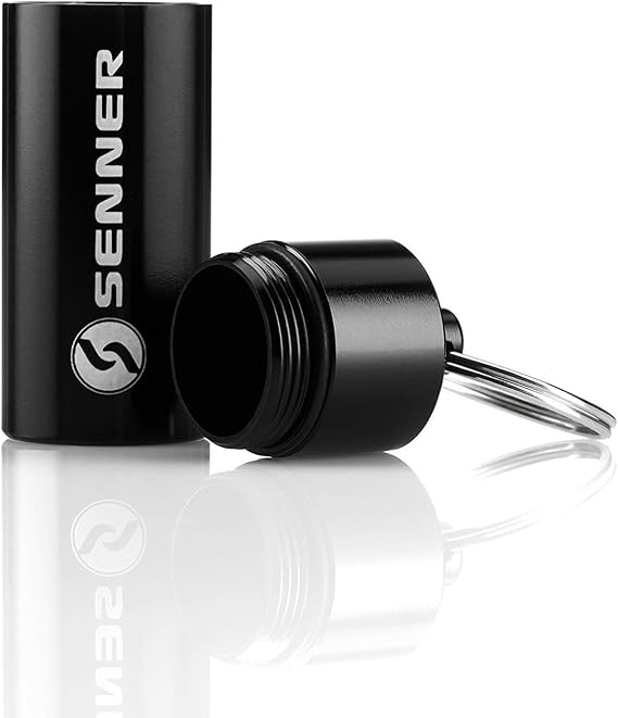 Senner Pill Box Keyring - Sturdy, Waterproof, Ideal for Storage, Aluminium Container (Slim Aluminum Container)