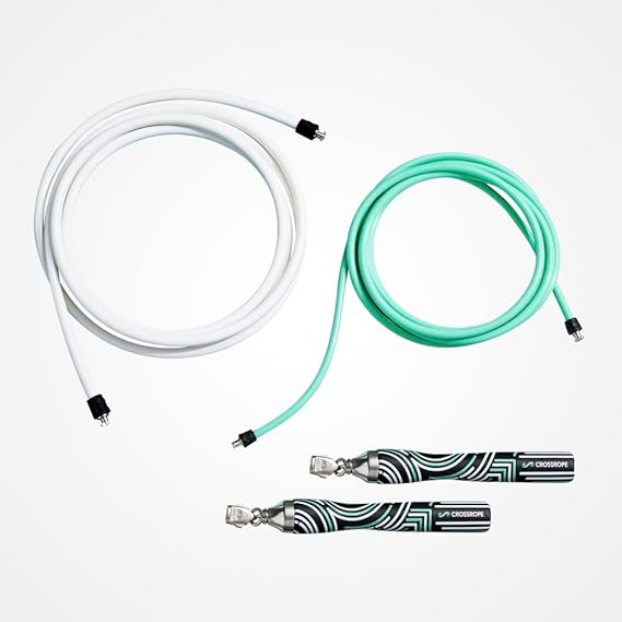 Crossrope Get Lean Set - Weighted Jump Rope- 1/4 LB and 1/2 LB Ropes - Slim Handles - X-Large