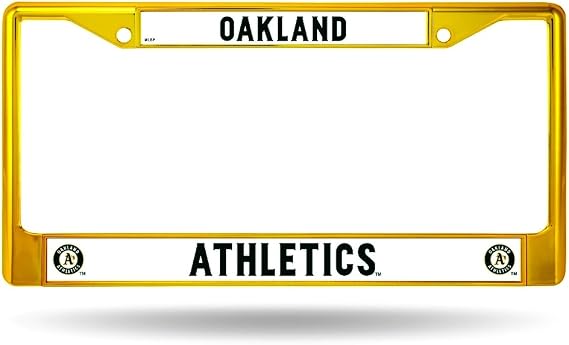 Oakland Athletics - A's Baseball - Chrome Metal (Gold Painted) License Plate Frame
