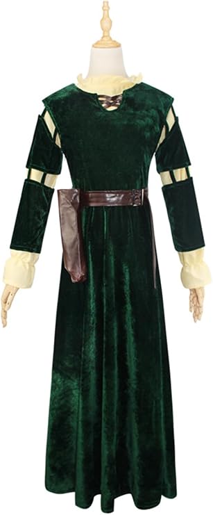 Women Cosplay Costume Princess Long Dress Wig Blue Velvet Skirt Halloween Outfits
