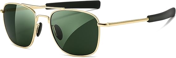 SUNGAIT Premium Military Style Aviator Sunglasses Men Womens Classic Square Pilot Shades w. Spring Hinge HD Lens