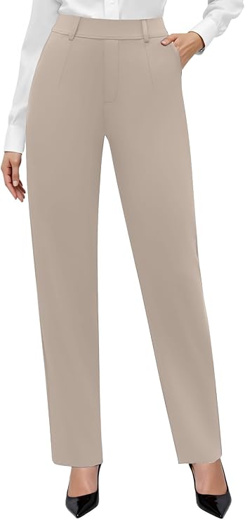 DLOODA Stretchy Dress Pants Women High Waisted Pull On Work Pants Office
