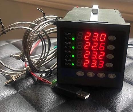 4 Zone Channel Temperature Recorder Data Logger Controller USB RS485 SSR Output 4 thermocouples