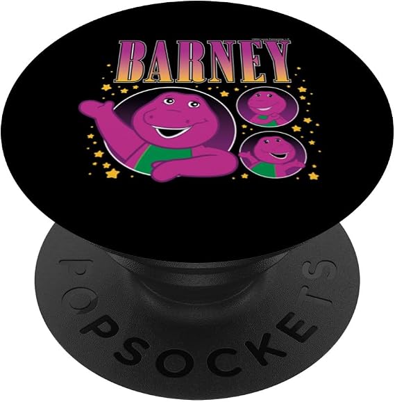 Barney - Purple Dinosaur Character Grid with Gold Stars PopSockets Adhesive PopGrip