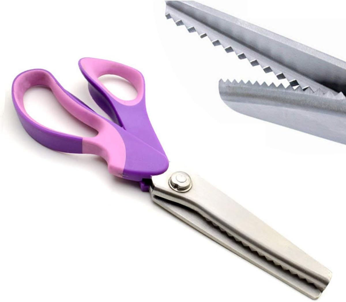 Professional Stainless Steel Dressmaking Sewing Craft Scissors 9.3" Handle Pinking Scissors Purple