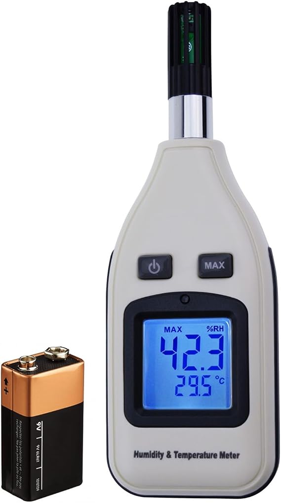 Handheld Digital Humidity & Temperature Meter 0~100% RH/ -30~70°C (-22~158°F) LCD Display Backlight Moisture Thermo Hygrometer Thermometer Small Tester Gauge for Home Kitchen Indoor Outdoor