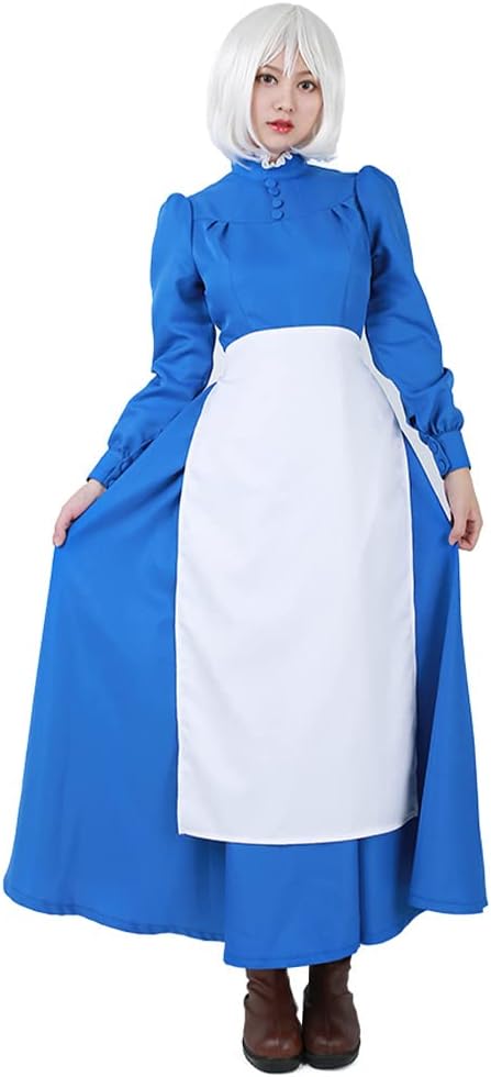 miccostumes Women's Costume Maid Cosplay Cerulean Long-sleeve Dress With White Apron