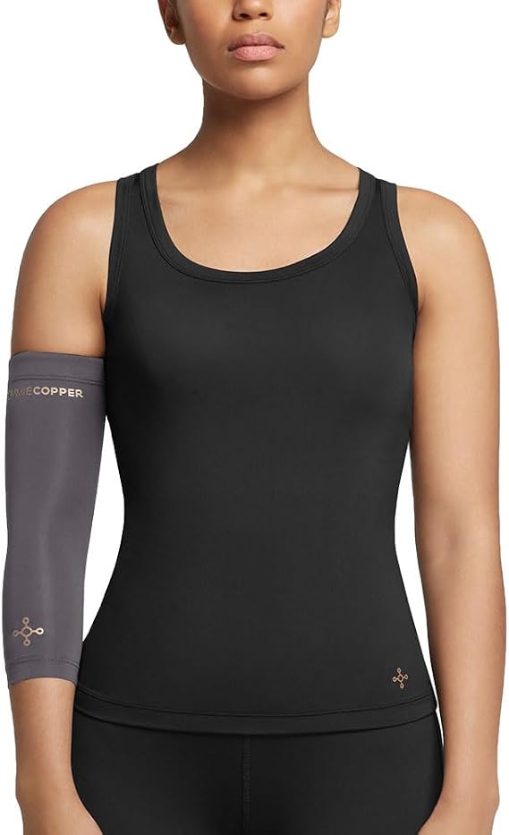 Tommie Copper Elbow Compression Sleeve For Tennis, Golfer's Elbow, Adjustable, Breathable Copper Elbow Brace, Slate Grey, XL