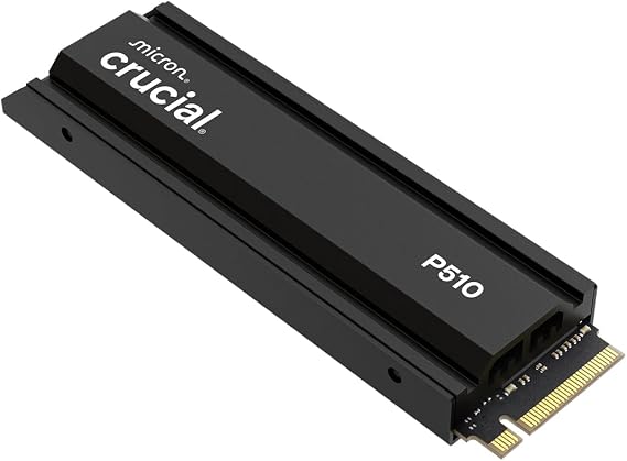 Crucial P510 PCIe Gen5 NVMe 1TB SSD with Heatsink, Up to 11,000MB/s, TLC NAND, Laptop & Desktop (PC) Compatible, for Gamers & Creatives, Solid State Drive CT1000P510SSD5-01