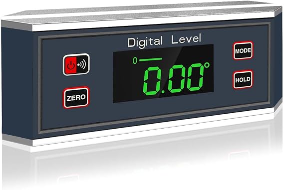 Angle Gauge eOUTIL Digital Protractor Inclinometer Angle Finder with V-Groove Magnetic Base, Precision Bevel for Automobile Woodworking Building Drilling Machinery Masonry(Silver)