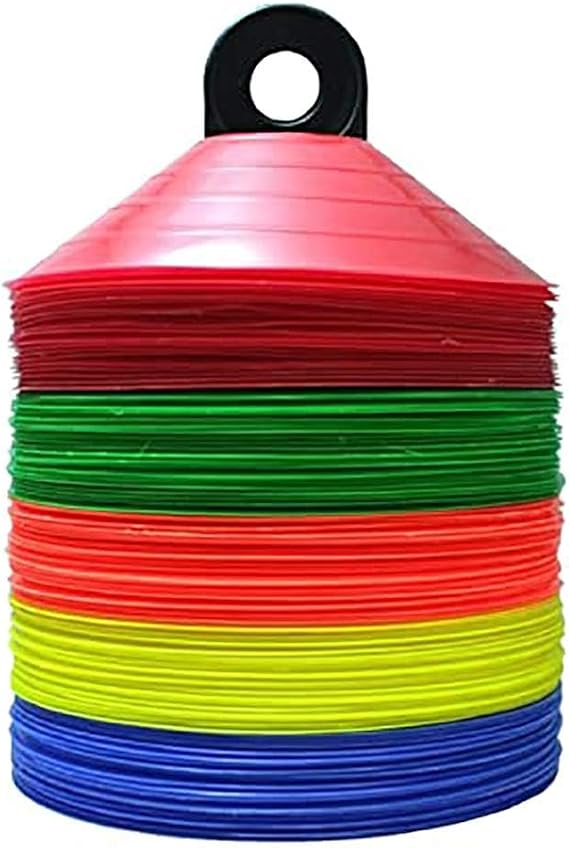 BlueDot Trading 30 Sport Disc Cones (30-Pack) High Visibility Cones for Soccer Football Field Marking Coaching Training and Sports Agility, Multi-Colored