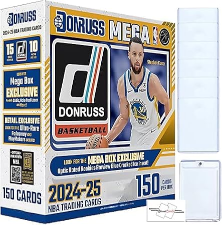 2024-25 Donruss Basketball Mega Box with 150 Cards + 6 Toploaders + Magnetic Holder + StreetCards Magnet!