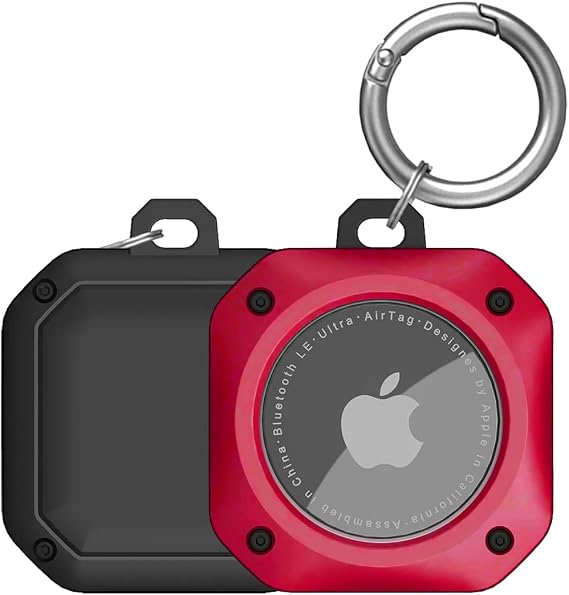 Buff TagSafe ProShield Taşınabilir Anahtarlık AirTag Uyumlu Kılıf (Red)