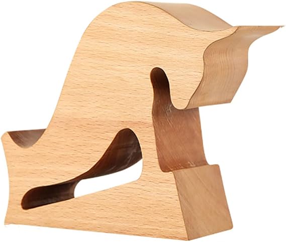 Wooden Mobile Phone Holder, Mobile Phone Charging Stand Tablet Stand, Creative Phone Stand with Pen&Pencil Cup Holder/Pot (Good luck bull)