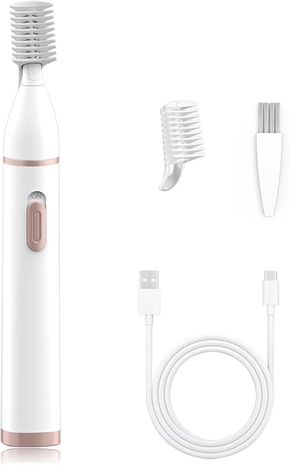 LAIKME Eyebrow Trimmer Razor for Women - Electric Eye Brow Trim Shaver - Painless Brow Trimming Rechargeable Facial Hair Removal for Eyebrows Chin Peach Fuzz Lips Ear Face Neckline with Comb