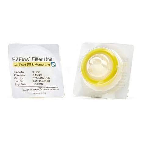 EZFlow Sterile Polyethersulfone (PES) Syringe Filters, 0.45um Membrane for Clarification or Prefiltration, 33mm, 100/PK