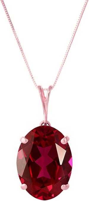 Galaxy Gold 14K Solid Gold 7.7 Carat Natural Ruby Oval Pendant Necklace for Women - Rose Gold Fine Jewelry