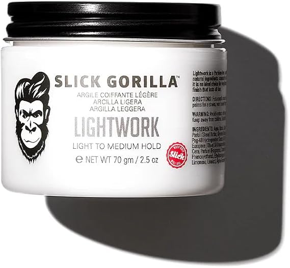 Slick Gorilla Lightwork Matte Hair Clay for Men, Flexible Hold, 70g | Kaolin, shea butter and olive oil for matte texture, flexible control and a non-greasy lightweight feel