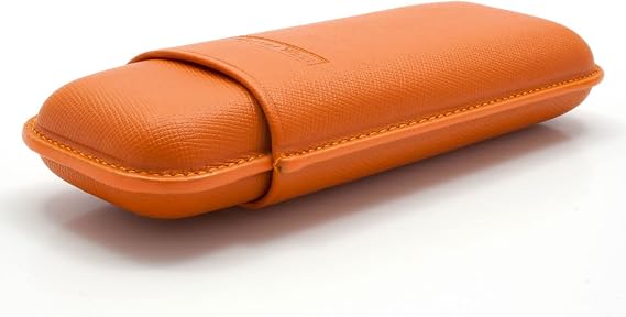 Generisch Martin Wess Cigar Case 590 Dante Orange from stadlerweine / 2 Robusto / Cowhide Leather / Insert Goat Leather