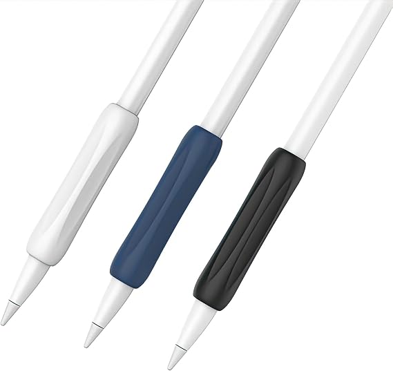 KELIFANG Silicone Ergonomic Grip Holder 3 Pack Compatible with Apple Pencil 1st, 2nd Generation & Pencil (USB-C), Apple Pencil Pro 2024, Protective Sleeve Cover Case Accessories(Pink, White, Green)