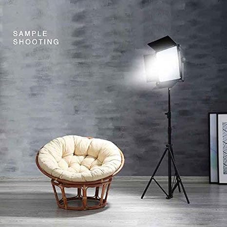 Professional Daylight LED Video Light with U Bracket, Barndoors and Carrying Case for Studio Youtube Video Photography Lighting, Durable Metal Frame, 5500K,DMX512 Compatible