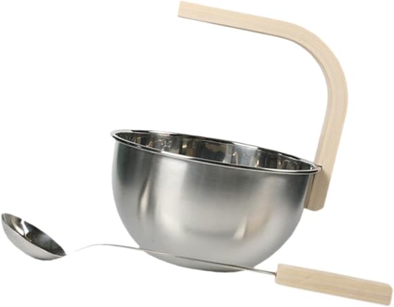 Elegant 4 Liters Sauna Bucket and Spoon Set Stainless Steel Construction
