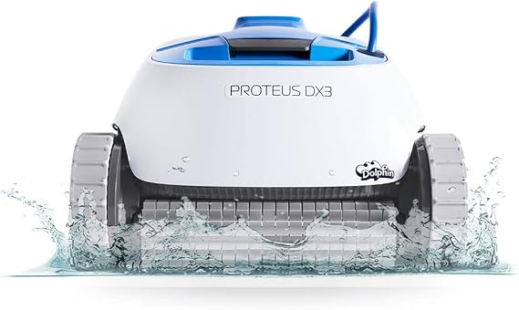 Dolphin Proteus DX3 Automatic Robotic Pool Vacuum Cleaner, Wall Climbing, Active Scrubber Brush, Ideal for In-ground Pools up to 33 FT in Length