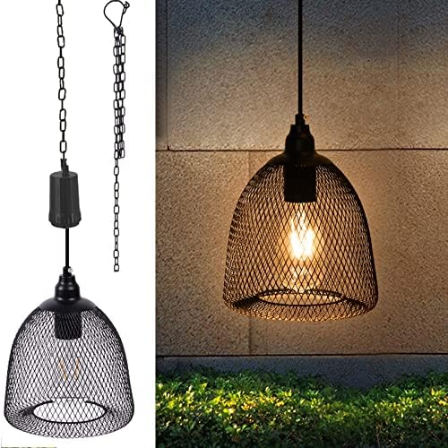 Battery Operated Hanging Pendant Light Battery Power Outdoor Waterproof Chandelier with 6 Hours Timer Gazebo Lights Indoor Lamp Lantern for Bar Yard Porch Pergola Patio Garden Barn Room Home Decor
