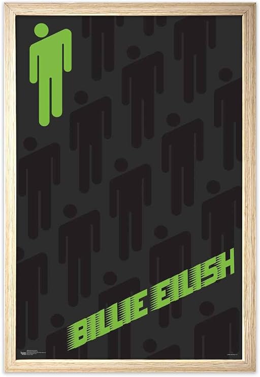 Scorpio Posters Billie Eilish - Blohsh Poster - Officially Licensed - 24" x 36" with Frame Natural Color