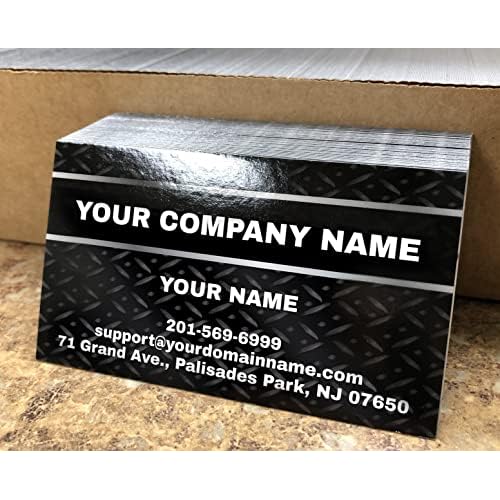 Impactonlineprinting Custom Premium Business Cards, Full Color 2 Sides - Black Metal Panel, 16pt 350gsm-Thick Paper, Available 100, 250, 500, 1000pc, Made in the USA