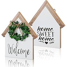 Jetec 1 Pcs Welcome Home Sign Double Sided Sweet Home Wooden Table Decor Rustic Tiered Tray for Spring Farmhouse Tabletop Shelf Desk Window Wall Room Decor