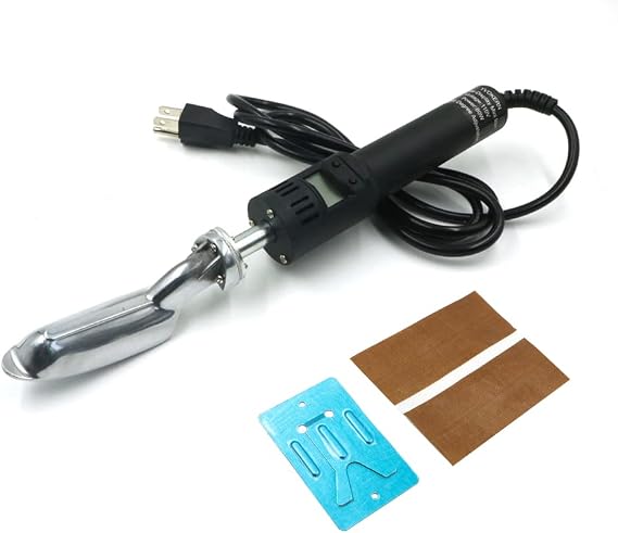 Digital Display Electric Mini Iron for Craft Leather Repair Shoes Bag Crease Removal Vinyl Heat Transfer Doll Clothes Ironing, 50-350C Adjustable, with High Temp Tape Black