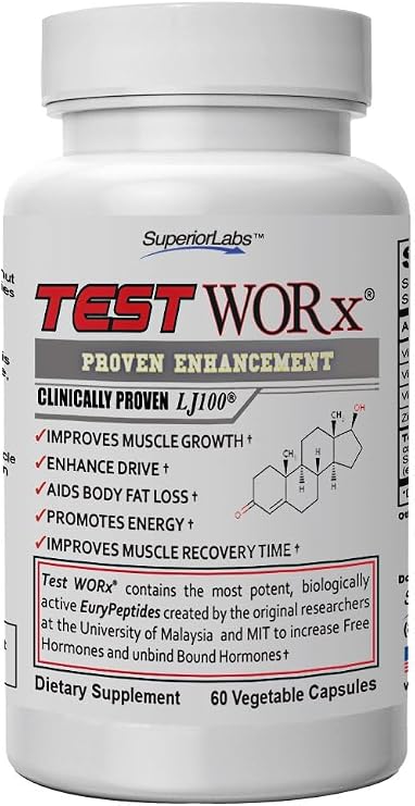 superior labs - Test Worx Natural Testosterone Booster Supplement - Clinically Proven LJ100 and 8 Other Powerful Ingredients for Drive, Stamina, Endurance & Strength