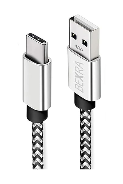 USB Type-C Hızlı Şarj Kablosu, 1 Metre, 2.1A, Naylon Örgülü Kopmaz Veri Kablosu, Samsung, Xiaomi, Huawei ve Tüm Android Cihazlar ile Uyumlu, Gri, 2 Yıl Garantili