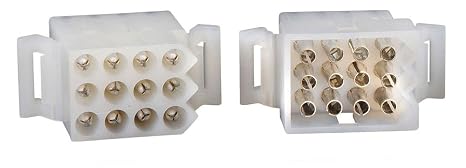 Molex (12-Circuits) Male & Female Receptacle Plug, w/Terminal sockets w/14-20 AWG Standard .093" Pins, Pitch 5.06mm