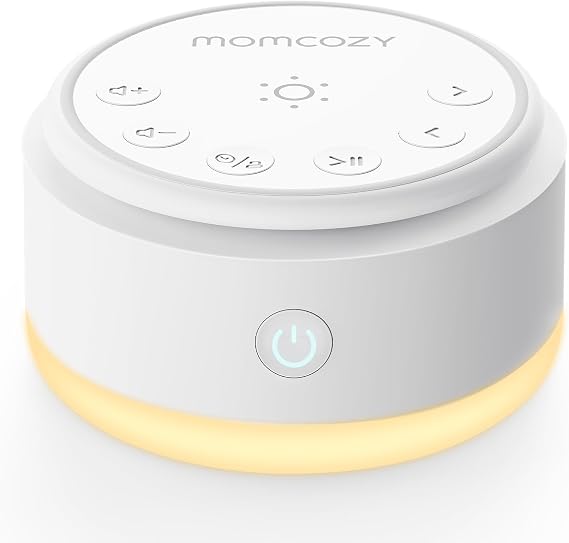 Momcozy Sound Machine for Baby-20 Soothing Sounds & Touch Warm Light Portable White Noise for Kids & Adults for Sleeping Timer and Memory | Ideal Travel Companion & Nursery Must-Have | 20 Soothing Sounds, Portable White Noise Machine for Sleeping, Timer and Memory, Travel Companion & Nursery Must-Have, White