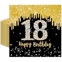 50 Pcs 18th Birthday Napkins 13 x 13 Inches, Black and Gold 18th Birthday Paper Napkins Disposable Cocktail Napkins for Men Women Cheers to 18 Years Anniversary Decorations (18th)