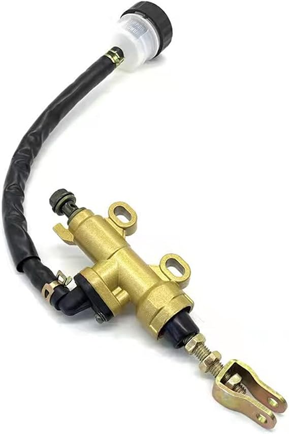 Universal Motorcycle Rear Brake Pump Master Cylinder Hydraulic Foot Pump with Reservoir Compatible with Suzuki Kawasaki Honda Yamaha 110 125 150 200 250CC Go Kart ATV Quad (Gold)
