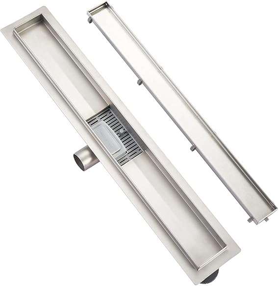 Linear Shower Drain L80cm,stainless steel,2in1 Tile Insert,Double-sided floor drain complete set ，Shower drain siphon with odor stop and hair strainer