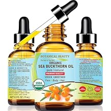 Botanical Beauty Certified Organic SEA BUCKTHORN OIL 100% Pure Natural Virgin Unrefined Cold-Pressed Carrier Oil for Face, Skin, Damaged Hair, Nails, Anti-Aging (0.5 Fl Oz)