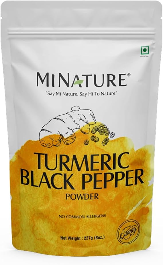minature Turmeric Root Powder with Black Pepper, 227g (8oz)| Pure Curcuma Longa & Piper Nigrum| Traditional Superfood for Cooking and Natural Wellness Support
